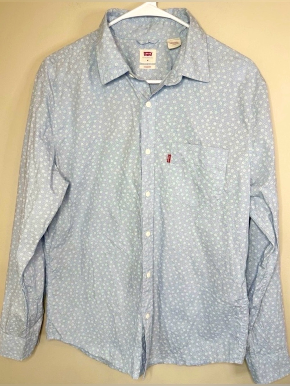 Levi’s Vintage Y2K Men’s Medium Blue Floral Cotton Button Down Shirt